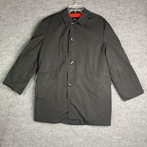 Lord Forecaster Mens Trench Coat Size 38r Red Sherpa Lined Black‎